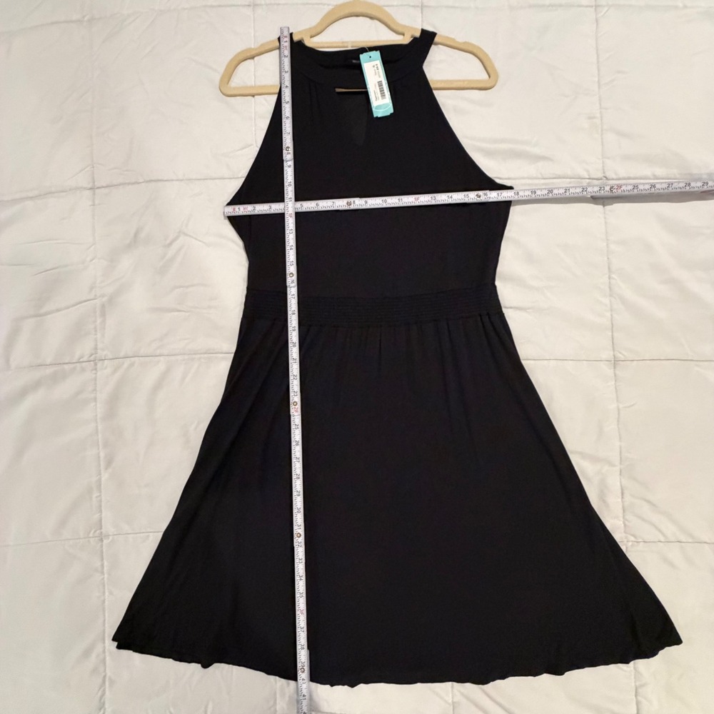Papermoon Malorie Knit Dress XL Black Halter Keyhole Smocked Waist NEW - Picture 9 of 13